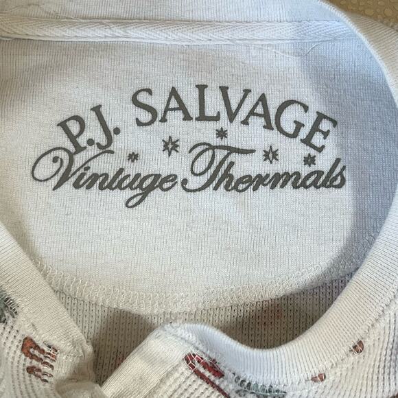 Pj Salvage Waffle Knit Long Sleeve Henley Sweater White Womens Size Small - Picture 5 of 5